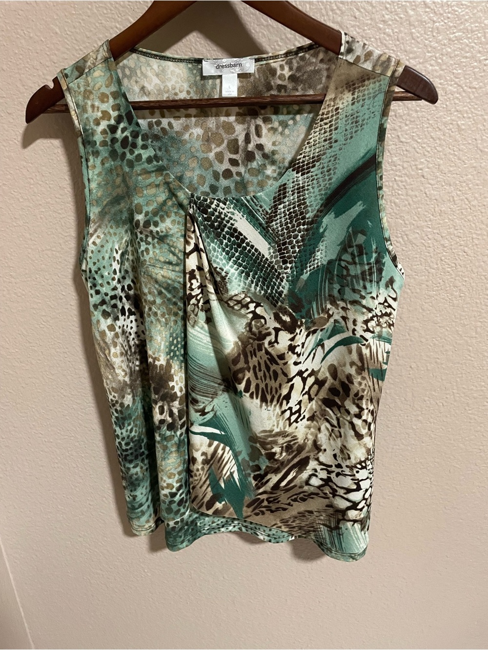 Dressbarn Teal Animal Print Sleeveless Top